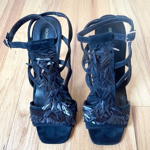 Donald Pliner Willow Beaded Square Toe Heels Sandals - Picture 2 of 10